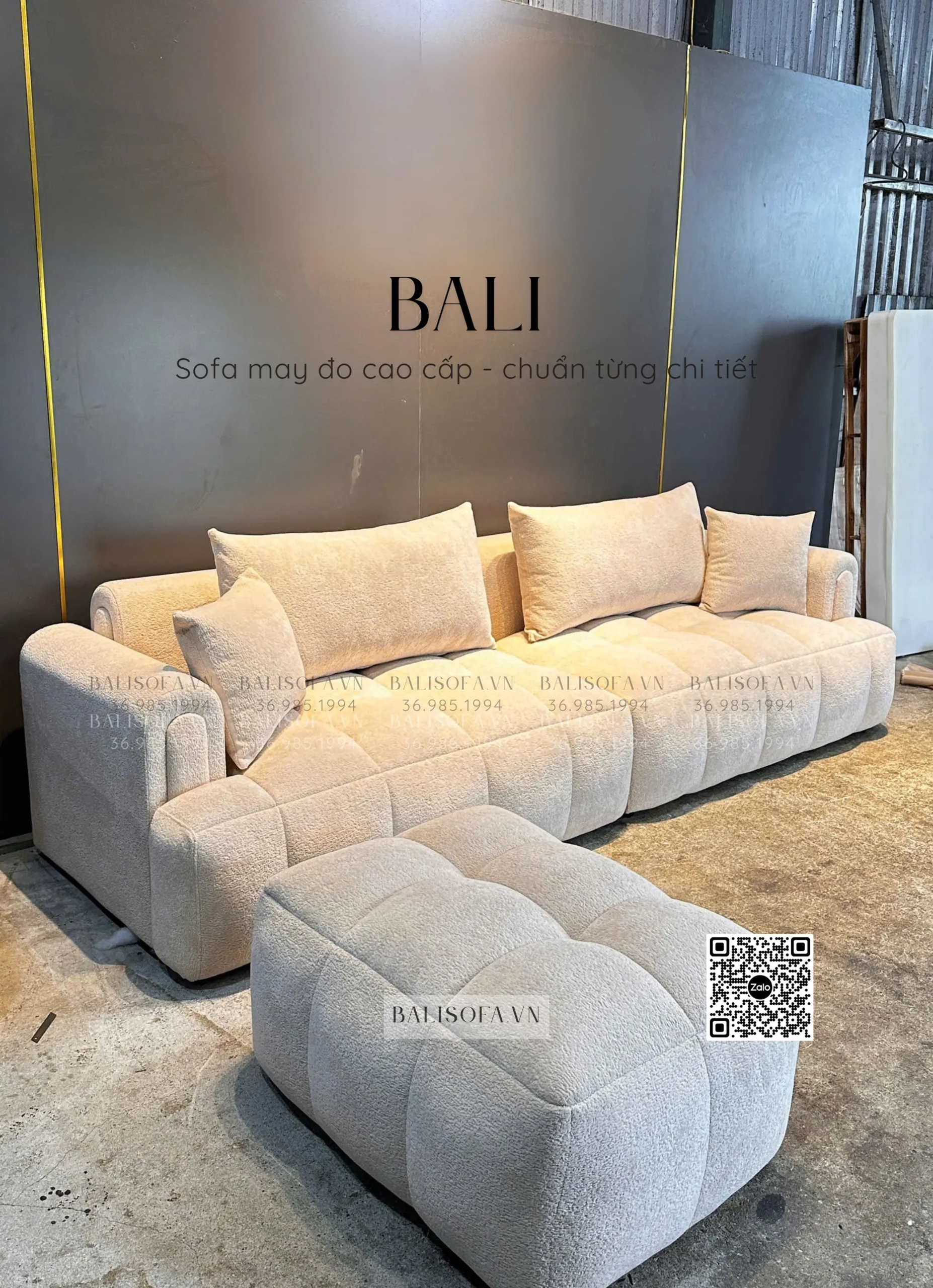 mẫu sofa độc quyền tại BALI - sofa vải nỉ lông cừu cao cấp kháng nước - chống xước - kháng bụi - tuỳ chỉnh kích thước - bảng màu đa dạng