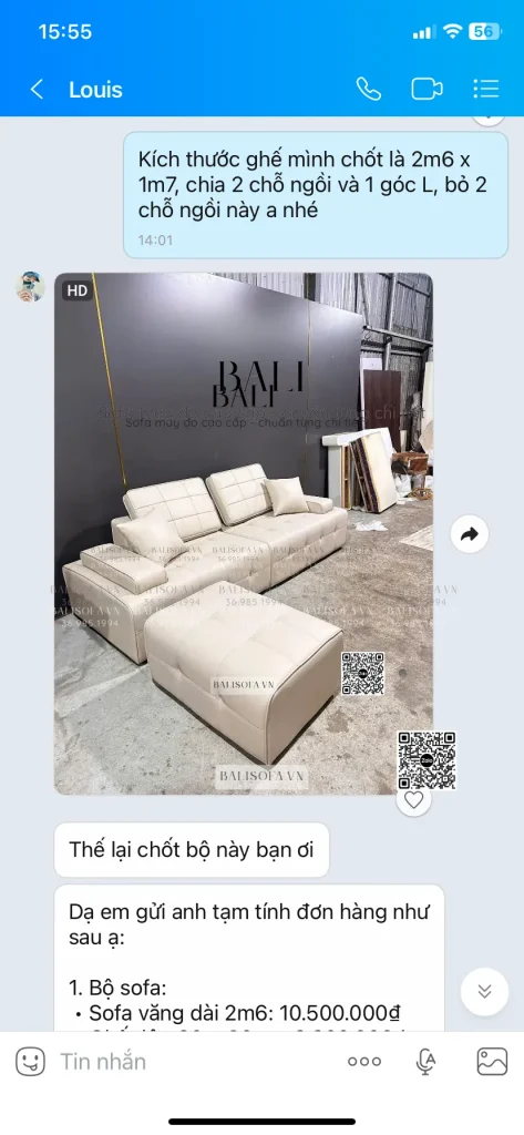 Khách hàng chốt bộ sofa minotti chất liệu da cao cấp