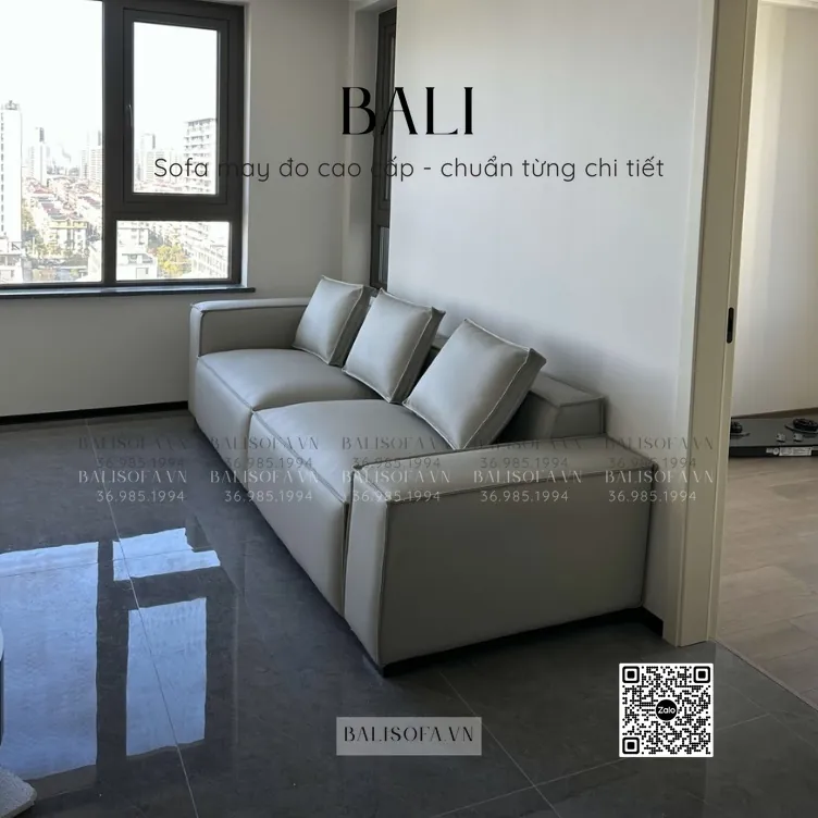 Sofa phòng khách da xoá mực cao cấp BALI – sofa đẹp hiện đại
