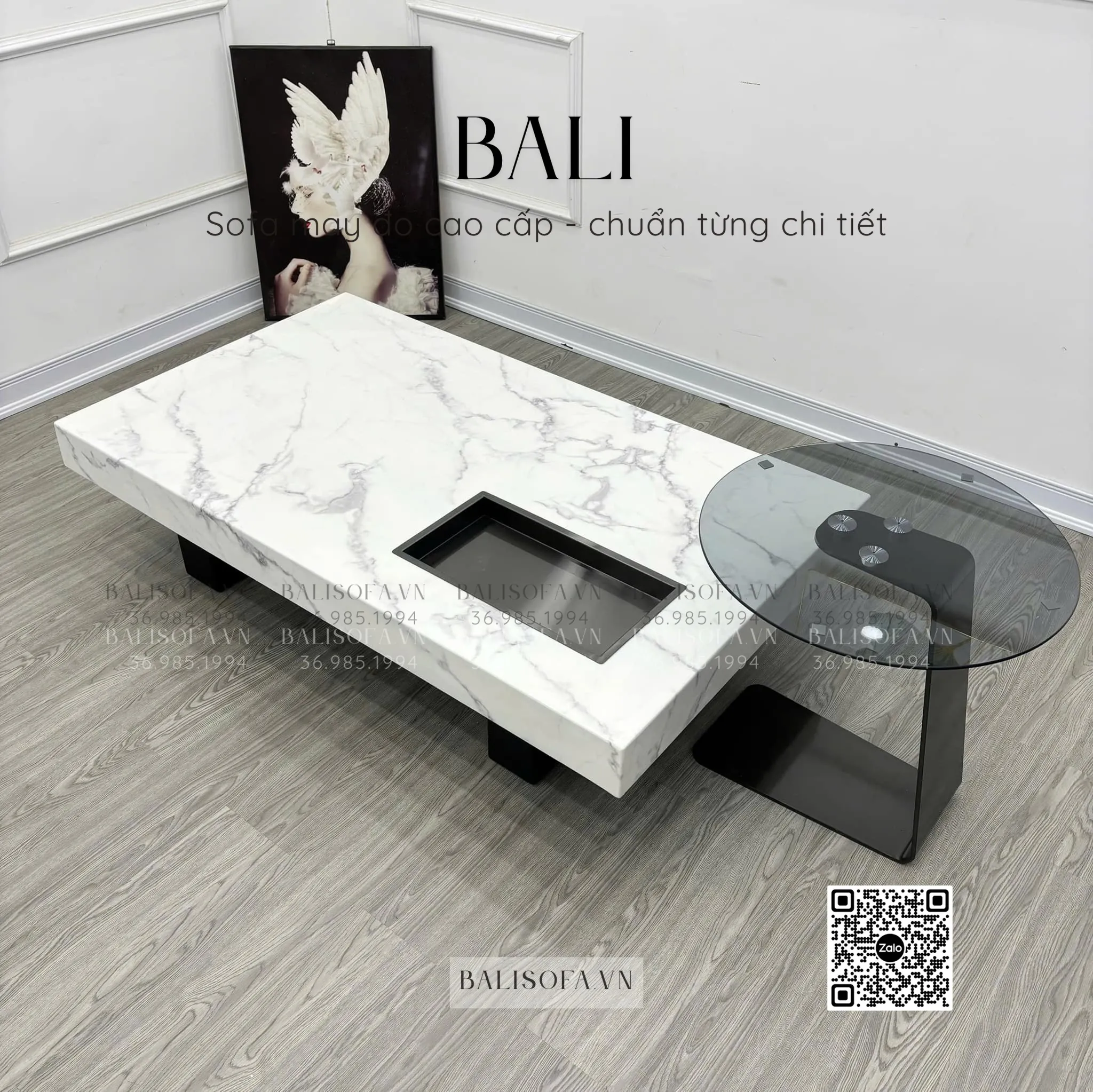 bàn trà nhập khẩu mặt đá cao cấp