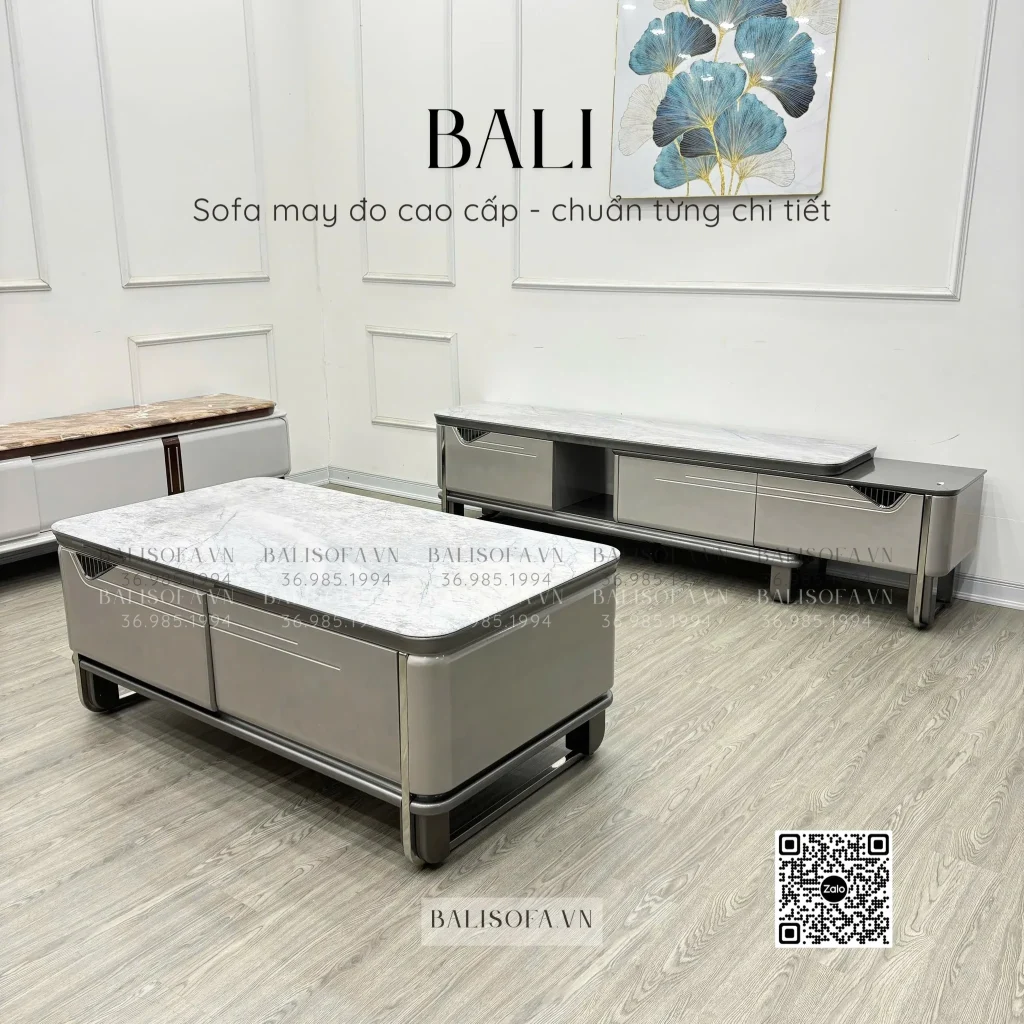 Bàn trà mặt đá nhập khẩu chữ nhật