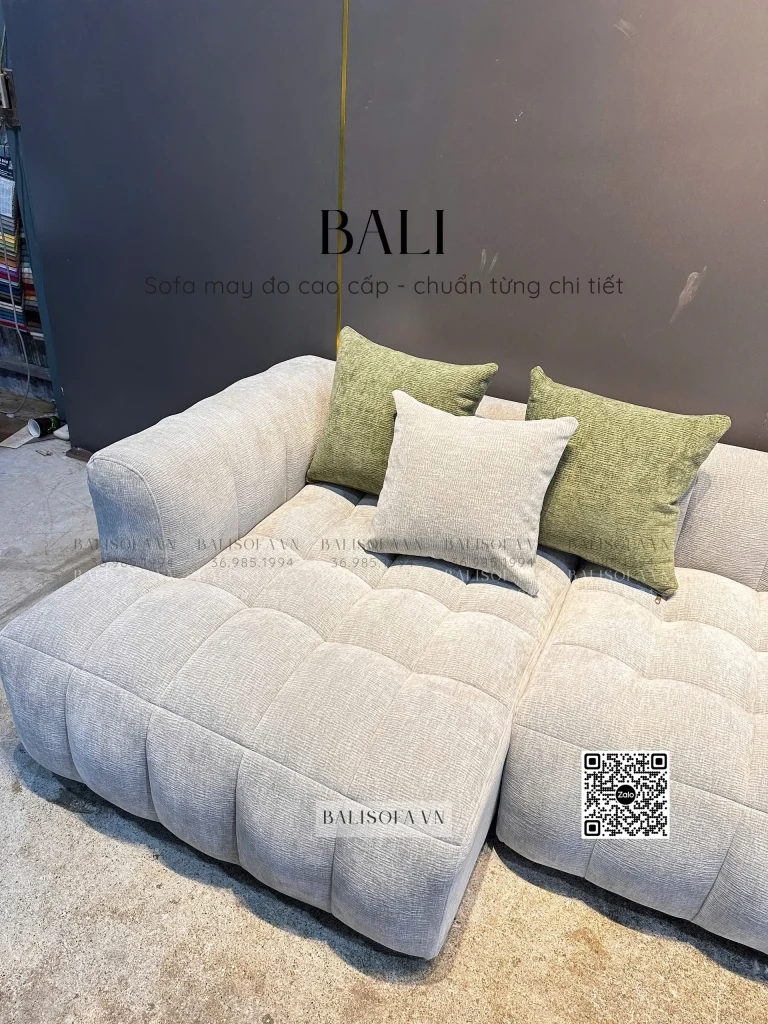 sofa vải nỉ nhung vân kháng nước phòng khách BALI